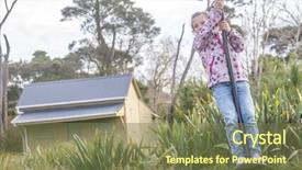  Presentation with play children - Beautiful PPT theme featuring girl rids on flying fox backdrop and a  colored foreground