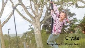  Presentation with play children - Slide set enhanced with girl rids on flying fox background and a gold colored foreground