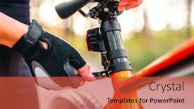  Presentation with bike - Presentation consisting of girl-rising-bike-seat background and a red colored foreground