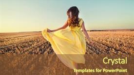  Presentation with field - Cool new slides with girl running across field in the sunset backdrop and a tawny brown colored foreground