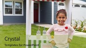  Presentation with lemonade - Presentation theme with girl running homemade lemonade background and a yellow colored foreground