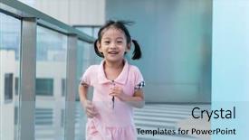  Presentation with girl running on the beach clouds - Colorful PPT theme enhanced with girl running on the building backdrop and a  colored foreground