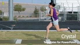  Presentation with teenage girl - Amazing presentation design having girl running practicing long jump backdrop and a coral colored foreground