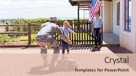  Presentation with military - Presentation design consisting of girl running to her military background and a lemonade colored foreground