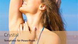  Presentation with joy - PPT theme featuring girl's joy paradise portrait background and a yellow colored foreground