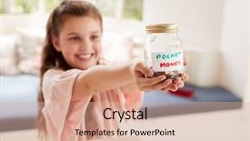  Presentation with saving - Cool new theme with girl saving pocket money backdrop and a coral colored foreground