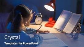  Presentation with homework - Presentation theme enhanced with girl-schoolgirl-junior-school background and a ocean colored foreground