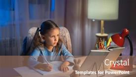  Presentation with homework - Colorful presentation theme enhanced with girl-schoolgirl-junior-school backdrop and a coral colored foreground