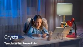  Presentation with homework - Audience pleasing presentation consisting of girl-schoolgirl-junior-school backdrop and a ocean colored foreground