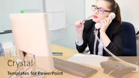  Presentation with secretary - Presentation with girl-secretary-in-an-office background and a lemonade colored foreground