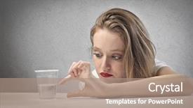  Presentation with glass half full - Audience pleasing presentation theme consisting of girl seeing a glass half backdrop and a coral colored foreground