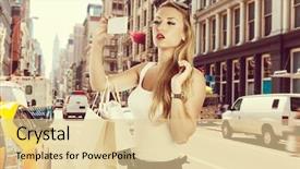  Presentation with new york - Slide deck consisting of girl selfie photo in soho background and a lemonade colored foreground