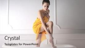  Presentation with shaving - PPT theme featuring girl shaving her leg background and a  colored foreground