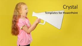  Presentation with paper - Cool new slide set with girl shouting into paper megaphone backdrop and a yellow colored foreground