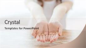  Presentation with parts - Slide set having sharing giving - gesture body parts and child background and a soft green colored foreground