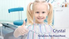  Presentation with cute - PPT theme featuring girl showing thumb up sign background and a sky blue colored foreground