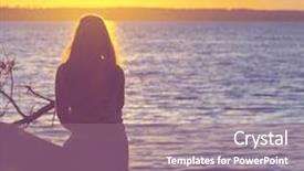  Presentation with awards curtain audience silhouette - Theme featuring girl silhouette on the sunset background and a coral colored foreground