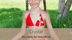  Presentation with lotus - Presentation theme with girl-sit-in-yoga-position background and a coral colored foreground