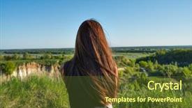  Presentation with person looking out in nature - Slides with girl siting by a cliff background and a  colored foreground