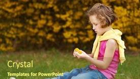  Presentation with garden - Audience pleasing slides consisting of girl-sits-in-the-garden backdrop and a tawny brown colored foreground