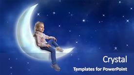  Presentation with moon - PPT layouts enhanced with shining angel - little girl sits background and a ocean colored foreground
