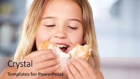  Presentation with farm to table - Beautiful presentation design featuring diabetes children - young girl sitting at table backdrop and a coral colored foreground