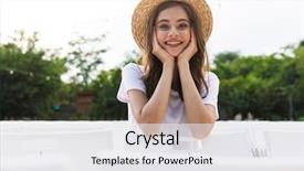  Presentation with big city love - Presentation design with girl sitting at the city background and a  colored foreground