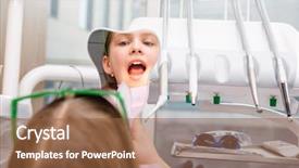  Presentation with mirror - PPT theme consisting of girl sitting in a dental background and a tawny brown colored foreground