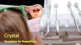  Presentation with dental pediatric - Colorful PPT theme enhanced with girl sitting in a dental backdrop and a tawny brown colored foreground