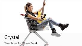  Presentation with punk - PPT theme with sitting inside a shopping cart background and a white colored foreground