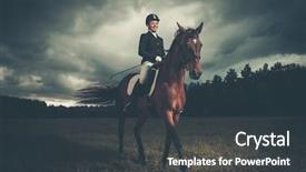  Presentation with night sky nighttime moon - Beautiful PPT theme featuring girl sitting on a horse backdrop and a dark gray colored foreground