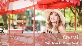  Presentation with rickshaw - Audience pleasing slide deck consisting of girl-sitting-on-a-rickshaw backdrop and a coral colored foreground