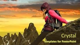  Presentation with rock - Beautiful slide set featuring girl-sitting-on-rock backdrop and a tawny brown colored foreground