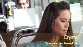  Presentation with bus - Colorful PPT theme enhanced with girl sitting on the bus backdrop and a tawny brown colored foreground