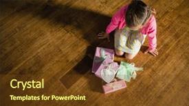  Presentation with an open gift box - Amazing slides having girl sitting with gift boxes backdrop and a tawny brown colored foreground