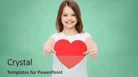  Presentation with education love - Amazing presentation theme having girl sitting with red heart backdrop and a mint green colored foreground
