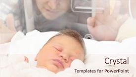  Presentation with incubator baby - PPT layouts with girl sleeping in a incubator background and a lemonade colored foreground