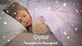  Presentation with falling snow - PPT layouts with girl sleeping on sofa with stuffed toy against snow falling background and a gray colored foreground