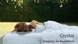  Presentation with teenage girl - Audience pleasing slide deck consisting of girl sleeping on soft mattress backdrop and a light blue colored foreground