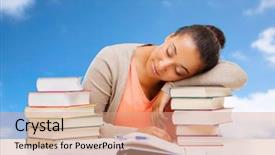  Presentation with meditation children education school - Theme having girl sleeping on with pile background and a  colored foreground