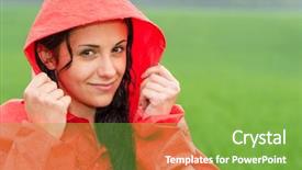  Presentation with adolescent - Presentation theme having girl smiling in the rain background and a  colored foreground