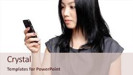  Presentation with sms - Colorful slide set enhanced with girl sms on mobile phone backdrop and a lemonade colored foreground