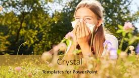 Presentation with sneezing - PPT theme enhanced with girl-sneezing-and-blowing background and a yellow colored foreground