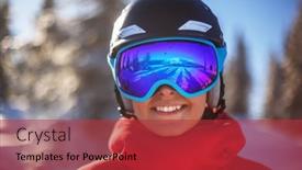  Presentation with mask - PPT theme having girl-snowboarder-in-helmet background and a red colored foreground