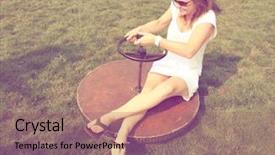  Presentation with spinning - Cool new slide deck with girl spinning on a playground ride done with a retro vintage instagram filter backdrop and a coral colored foreground