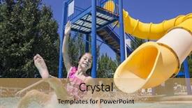  Presentation with water park - Amazing slides having girl splashing on the slide backdrop and a yellow colored foreground