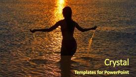  Presentation with water color hands - Slide deck featuring girl splashing water with hands background and a  colored foreground