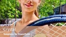  Presentation with court - PPT theme consisting of racket and ball on tennis background and a coral colored foreground