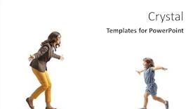  Presentation with running - PPT theme with girl-spreading-arms-and-running background and a white colored foreground