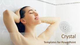  Presentation with girl pink baby shower - Beautiful PPT theme featuring obesity measurement - close-up of young woman measuring backdrop and a dark gray colored foreground.